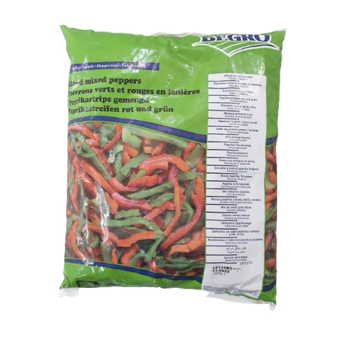 BEGRO Poivrons Verts et Rouges en Lanières Surgelés - Sachet 1 kg
