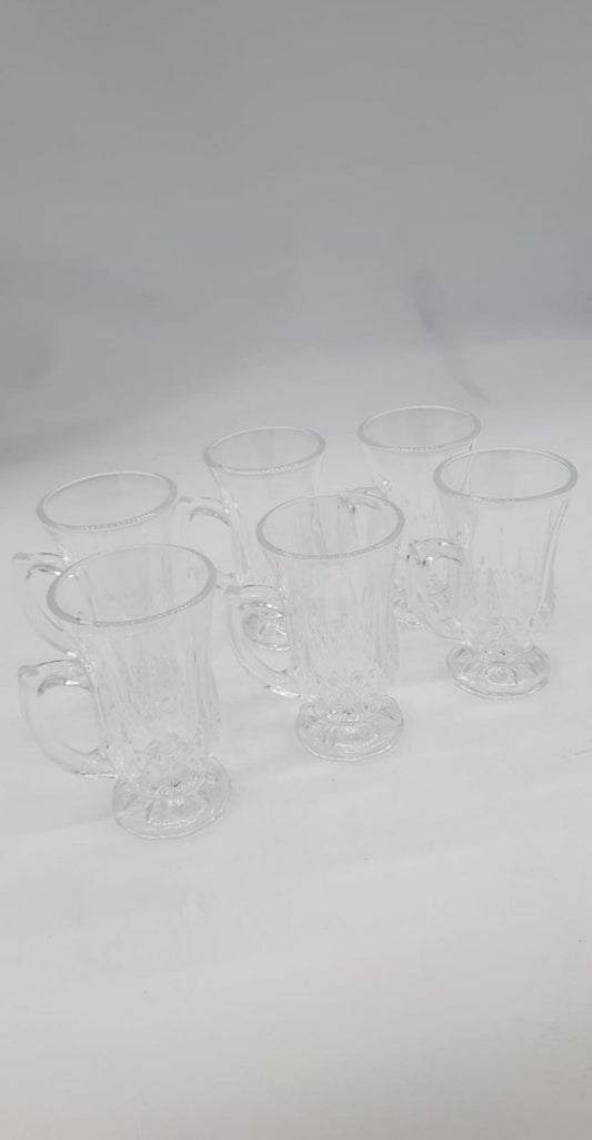 Lot de 6 verres à thé avec manche cristal