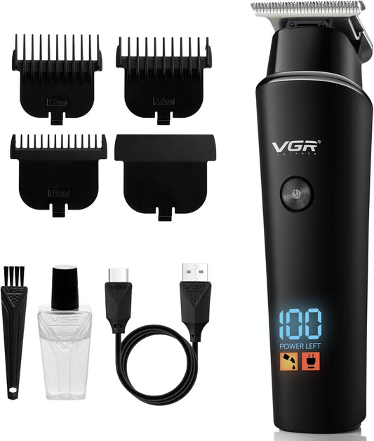 VGR Tondeuse à barbe sans fil pour homme V937 – Rasoir électrique rechargeable avec batterie de 500 min – Kit de toilettage pour barbe de précision professionnelle du visage, coupe de cheveux du corps,