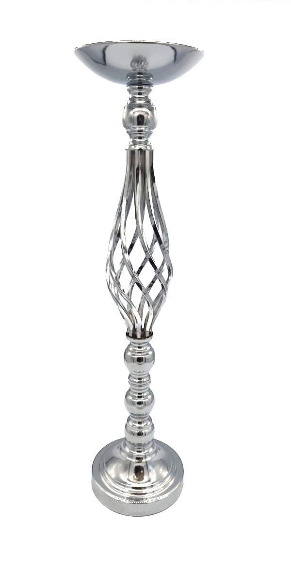 Grand vase tube acier silver