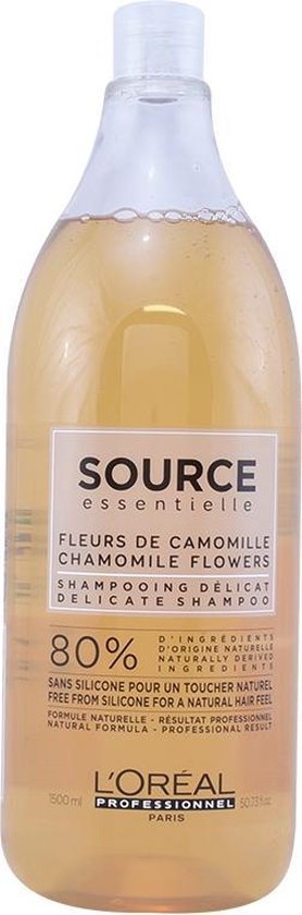 L’Oréal Professionnel Source Essentielle Shampooing Délicat 1500 ml – Fleurs de Camomille – 80 % d’Ingrédients Naturels, Sans Silicone, Cheveux Sensibles et Fins, Format Salon