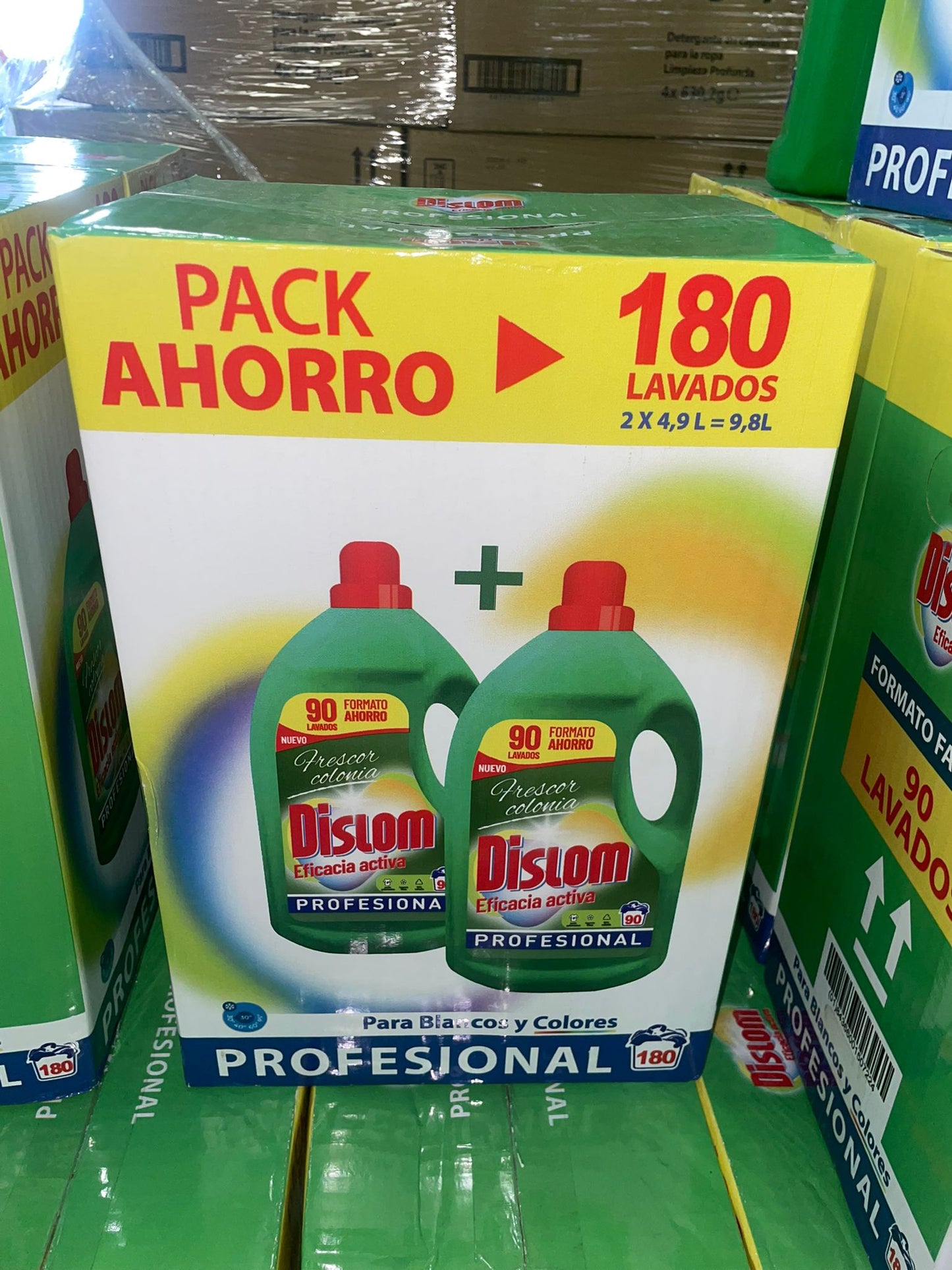 Dislom Eficacia Activa Profesional – Lessive Liquide Pack Ahorro 2 x 4,9 L (180 Lavados) – Frescor Colonia – Nettoyage en Profondeur, Pour Blancs et Couleurs, Format Économique